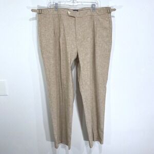 Lands' End Men's Linen Blend Dress Pants Beige Size 40‎ Trousers Work Office